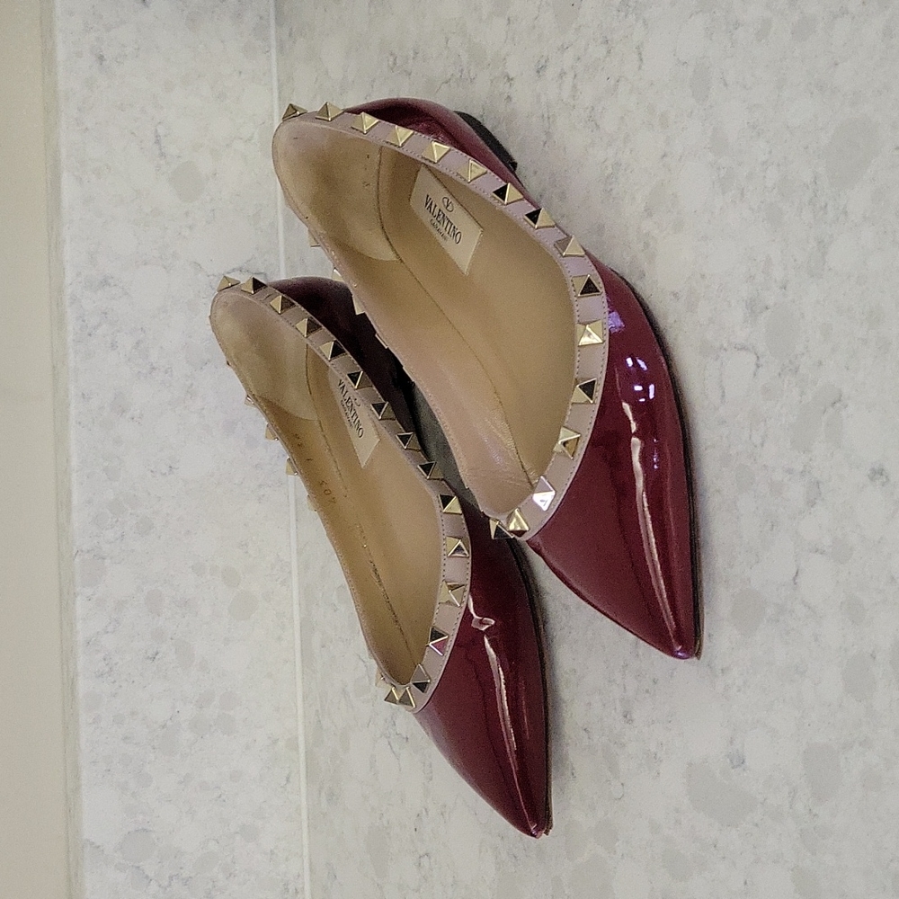 Valentino Rockstud red patent flats size 36